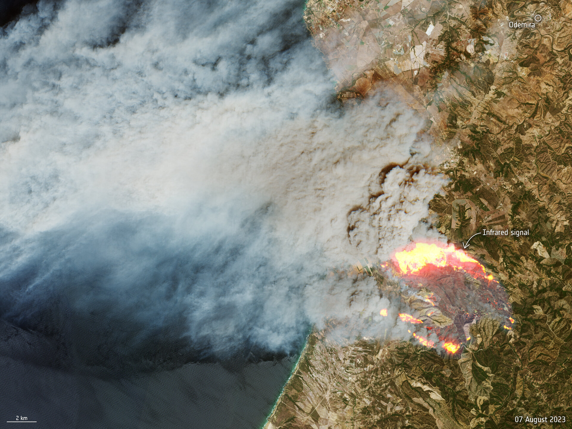 Sentinel-2 captures Portugal wildfire
