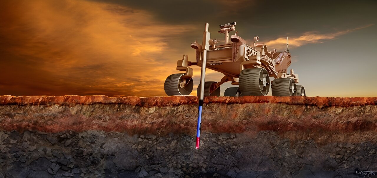 Cylindrical autonomous drilling bot set to access hidden Martian water